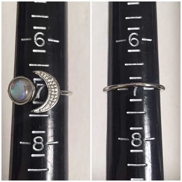 Open Crescent Moon and Faux Moonstone Ring - Picture 3 of 8